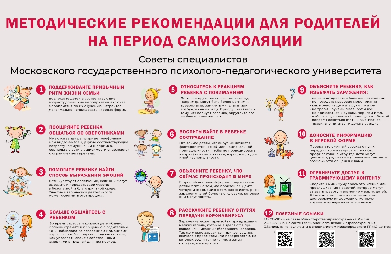 памятка для родителей на период самоизоляции